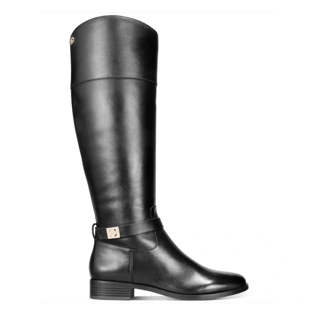 Charter Club Womens Johannes Leather Tall Knee-High Boots in Black, Size 5.5 NEW